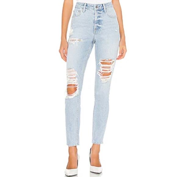 GRLFRND Button Fly Skinny Leg High Rise Distressed Karolina in Live On Size 27 - Picture 1 of 9